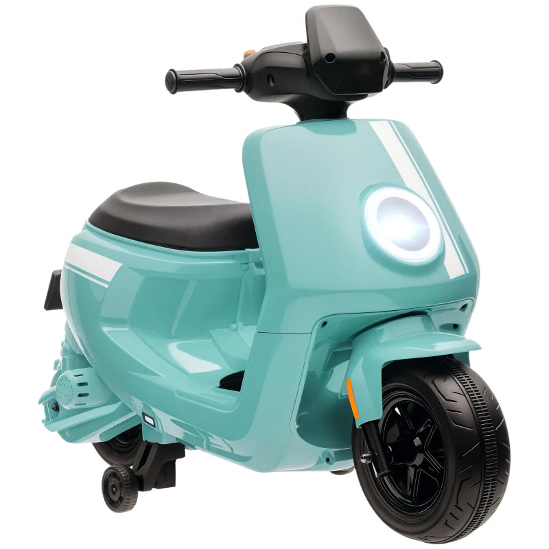 6V Ride on Motorbike, Kids Electric Motorbike w/ Headlights, Music, Training Wheels, for Ages 18-36 Months, Green