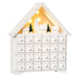 24-Drawer Christmas Advent Calendar, Wooden Light-Up Traditional Decoration, Adults Kids Countdown Holiday House w/ Lights Handle White