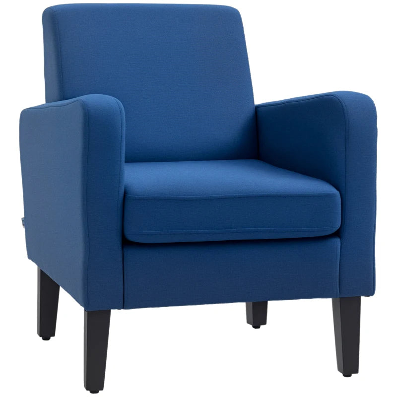 Linen-Look Boxy Armchair - Blue
