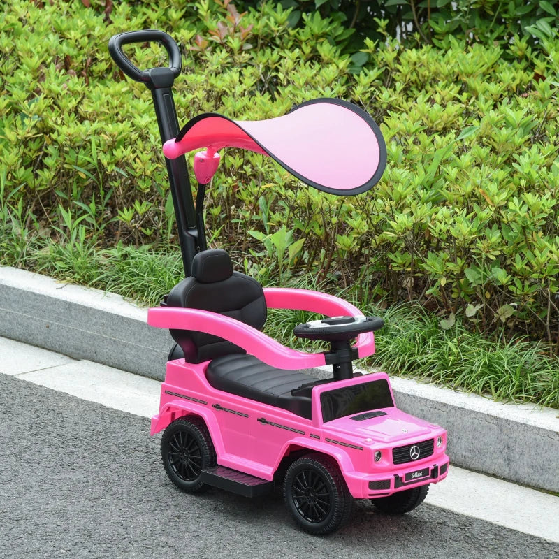 3 in 1 Kids Children Ride on Push Car Toddler Sliding Car G350 Licensed Walker Foot to Floor Slider Push-Along with Horn Steering Wheel NO POWER Manual, Pink