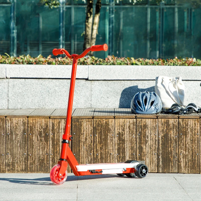 Electric Scooter for Kids Aged 4-7 Years, with Flashing LED Lights, Rear Auxiliary Wheels, Red