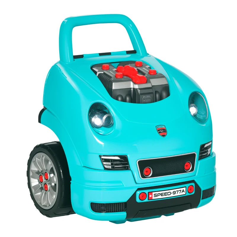 Kids Truck Engine Toy Set, with Horn, Light, Car Key, for Ages 3-5 Years - Teal