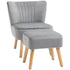 Velvet Accent Chair Occasional Tub Seat Padding Curved Back with Ottoman Wood Frame Legs Home Furniture Light Grey
