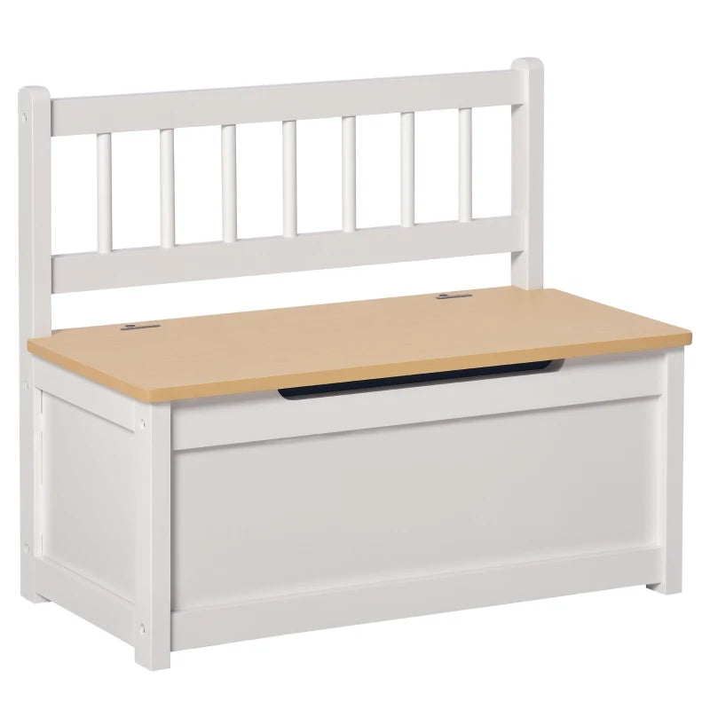 2 In 1 Wooden Toy Box, Seat Storage Bench, Storage Chest Cabinet Organiser, with Safety Pneumatic Rod