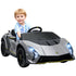 12V Lamborghini Autentica Licensed Kids Electric Car with Remote Control, 4 Suspension Wheels, Soft Start, Grey