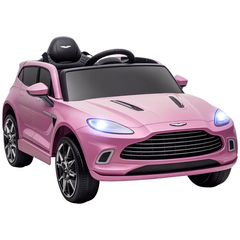 Aston Martin DBX Licensed Battery Powered Kids Electric Car, 12V Kids Ride on Car w/ Lights, Music Horn, Pink