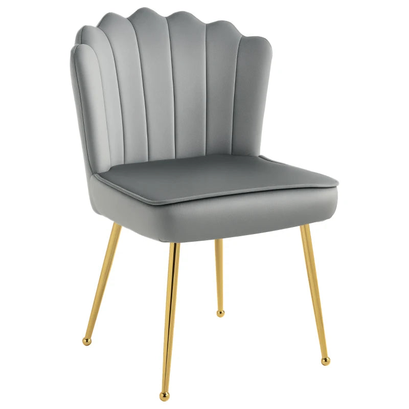 Velvet-Feel Shell Accent Chair - Grey