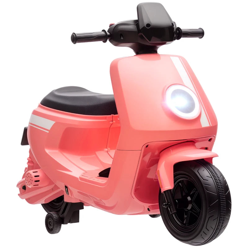 6V Ride on Motorbike, Kids Electric Motorbike w/ Headlights, Music, Training Wheels, for Ages 18-36 Months, Pink
