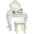 Kids Vanity Table with Mirror and Stool, Drawer, Storage Boxes, Flower Design, for Ages 3-6 Years - White