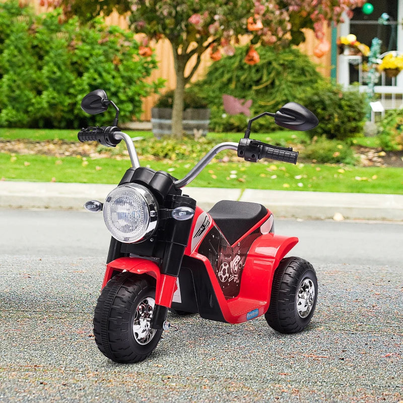 6V Kids Electric Motorbike 3 Wheels Ride On Toy with Horn Headlights Realistic Sounds for Girl Boy 18 - 36 Months Red