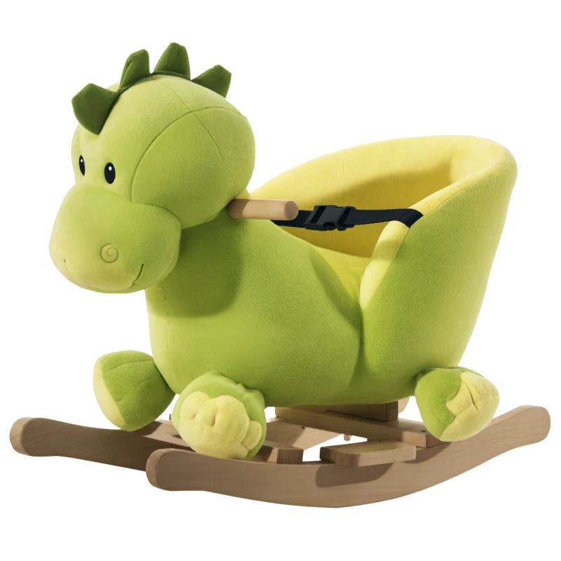 Kids Rocking Horse, Plush Ride-On Dinosaur Seat, with Seat Safety Belt, 32 Songs, Ride-On Horse