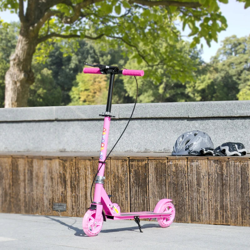 Scooter for Kids Aged 3-8 Years, with Adjustable Handle, Two Light Up Wheels, Handbrake, Rear Brake, Pink