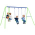 Metal Garden Swing Set Height Adjustable Children Outdoor Backyard Play Set for Toddlers Over 3 Years Old, Green