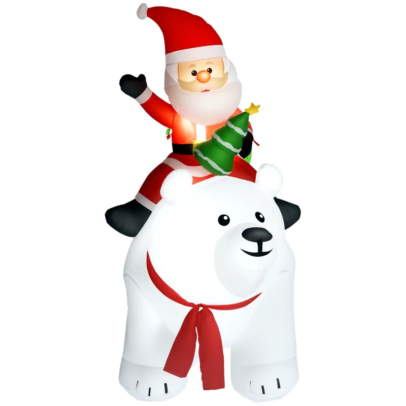 6.6ft Inflatable Santa Riding Polar Bear Decoration