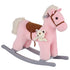 Kids Plush Ride-On Rocking Horse Toy Rocker with Plush Toy Realistic Sounds for Child 18-36 Months Pink