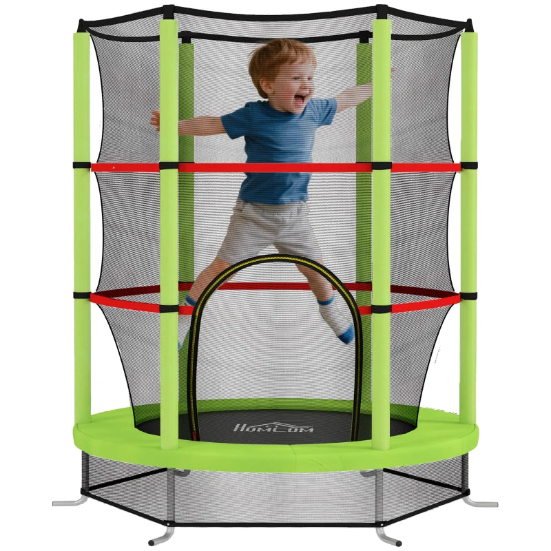 Kids Trampoline, with Enclosure Net, Steel Frame, for Ages 3-6 Years - Green