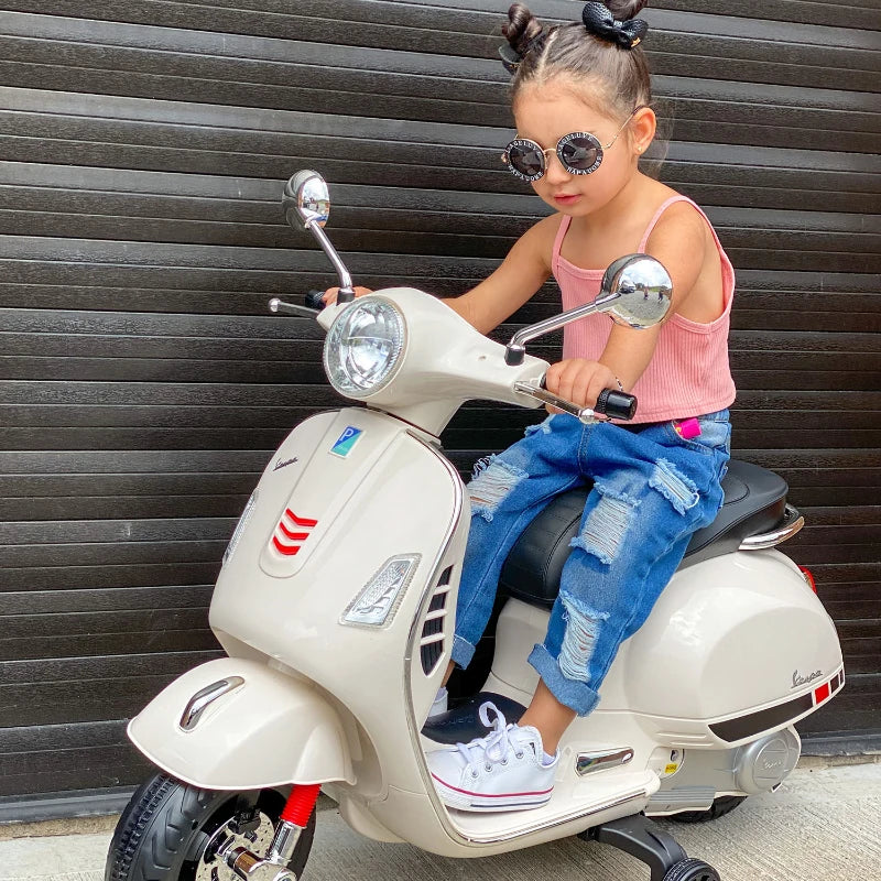Kids Ride On Vespa Motorcycle W/LED Lights - White