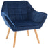 Armchair Accent Chair Wide Arms Slanted Back Padding Steel Frame Wooden Legs Home Bedroom Furniture Seating Blue