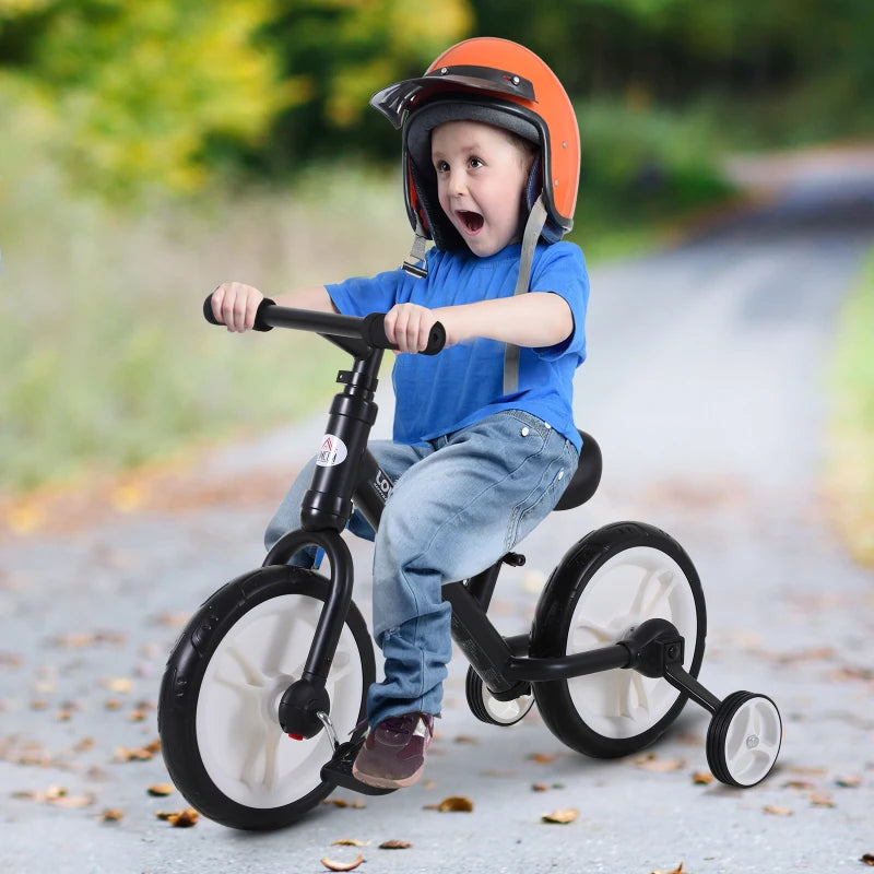 11 Inch Kids Balance Bike Training Pedal Bicycle W/ Removable Stabilizers EVA Tyres Adjustable Seat Height 2 to 5 Years Gift for Boys Girls Black