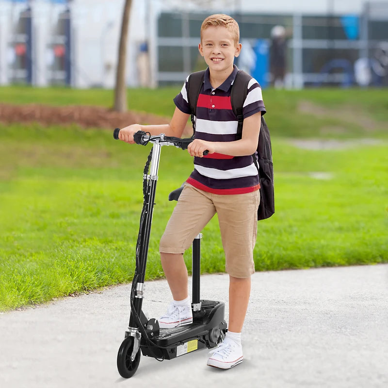 Powered E-Scooter Ride-On, with Brakes, Adjustable Seat, Adjustable Handlebars, Black