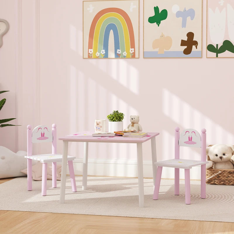 Princess-Designed Kids Table and Chairs Set for Activity, Art, Drawing, Toddler Table and Chairs Set for Playroom