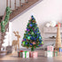 4FT Green Fibre Optic Artificial Christmas Tree Xmas Colourful LED Scattered Tree with Snowflakes Ornaments Fireproofing