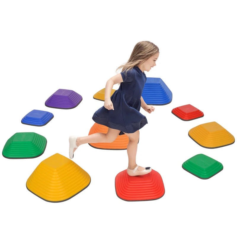 Balance Stepping Stones for Kids, 11-Piece Non-Slip Stackable River Stones, Obstacle Courses for Balance and Motor Skill