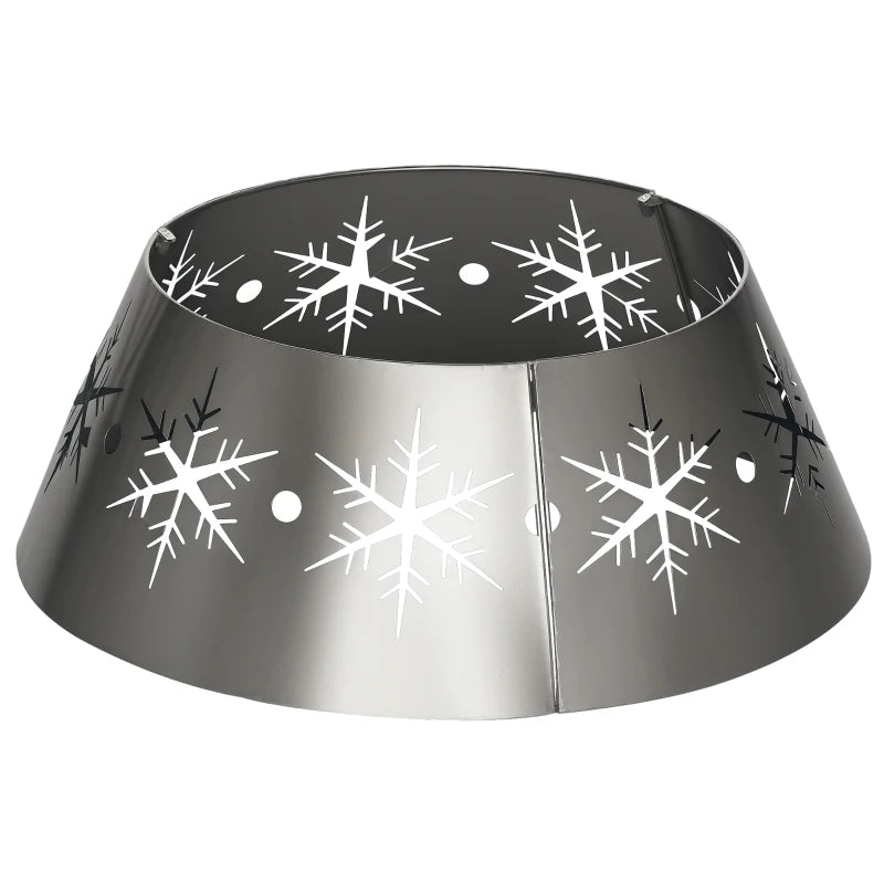 Christmas Tree Collar, 66cm Christmas Tree Base Cover with Hollow Snowflake Patterns, Xmas Decoration for Party, Holiday, Home, Silver