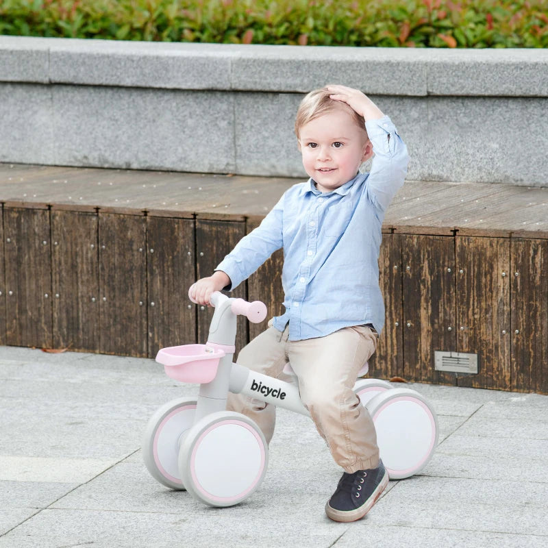 Kids Balance Bike for 1-3 Years Old with Adjustable Seat, Silent Wheels, Pink