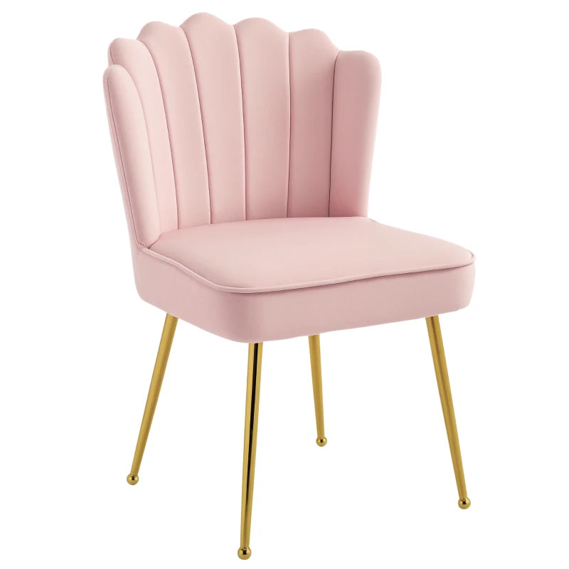 Velvet-Feel Shell Accent Chair - Pink