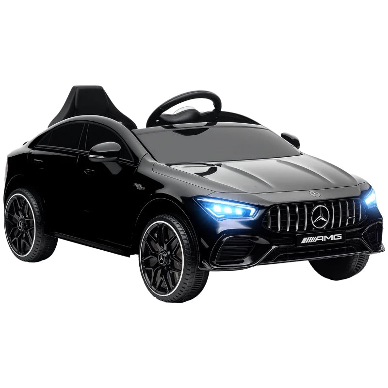 Mercedes-Benz AMG CLA 45 Licensed 12V Kids Electric Car Ride on Car w/ Remote, Suspension Lights Music Horn - Black