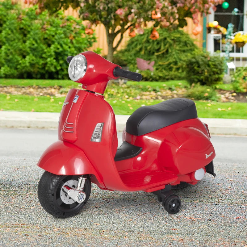 Vespa Licensed 6V Kids Electric Motorbike Ride On Motorcycle Battery Powered for 18-36 Months with Horn Headlight Red