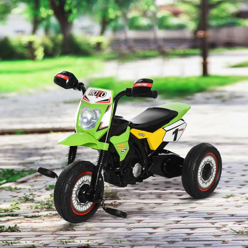 Toddler Pedal Motorcycle Kids Ride On Tricycle Early Learning w/ Music Lights Handlebar Stickers Exercise Boys Girls Gift for Kids 18 - 36 Months Green