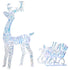 Lighted Christmas Reindeer with Sleigh, Outdoor Yard Reindeer with 170 Warm White LED Lights, Holiday Decor with Stakes, Waterproof, Silver