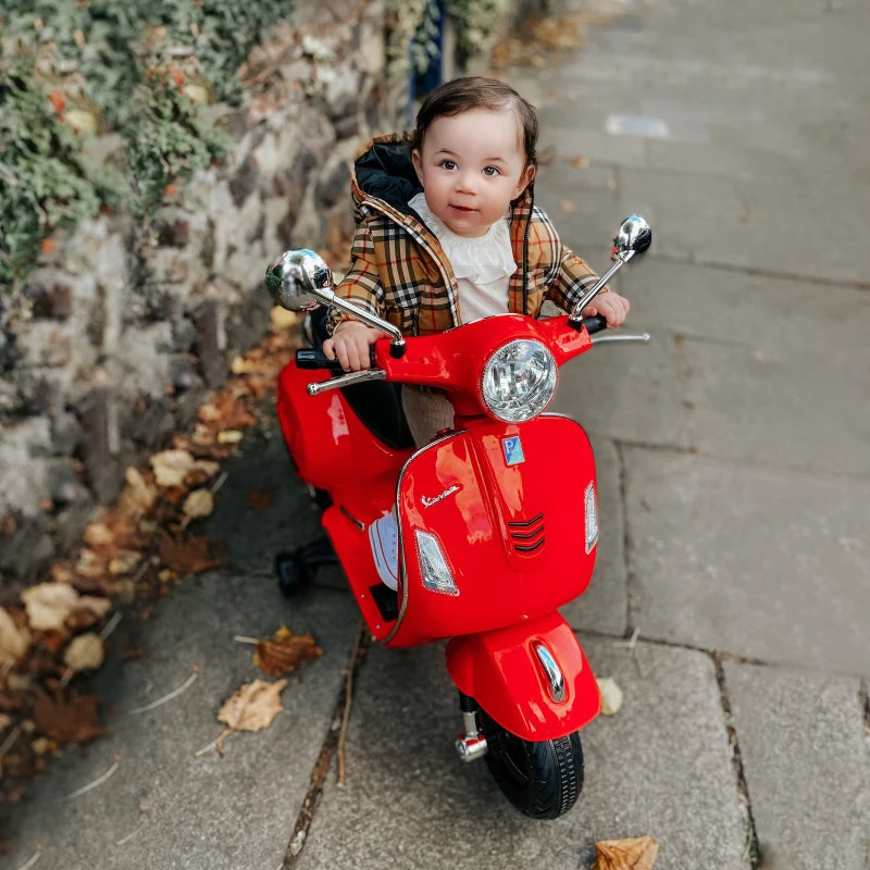 Kids Ride On Motorcycle, 6V, W/LED Lights-Red