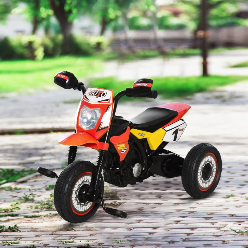 Toddler Pedal Motorcycle Kids Ride On Tricycle Early Learning w/ Music Lights Handlebar Stickers Exercise Boys Girls Gift for Kids 18 - 36 Months Red