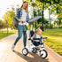 6 in 1 Tricycle for Kids with 5-point harness straps, Removable Canopy, Blue