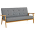 3 Seater Sofa Modern Linen Fabric Upholstery Tufted Couch with Rubberwood Legs for Living Room and Kitchen, 155cm, Dark Grey
