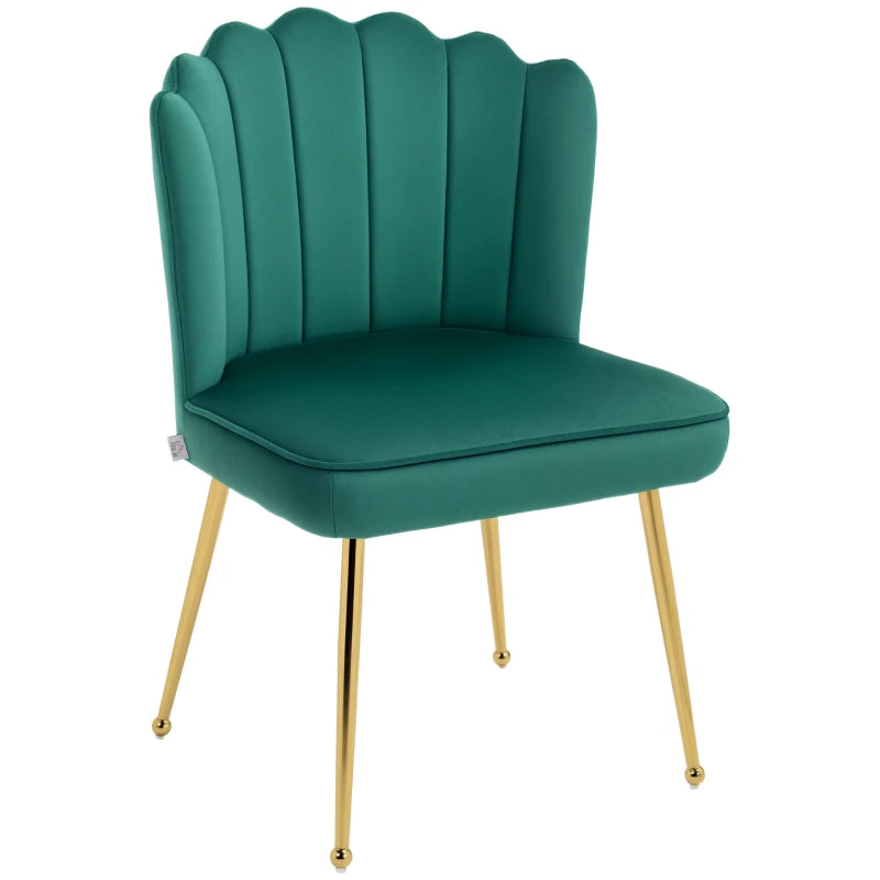 Velvet-Feel Shell Accent Chair - Green