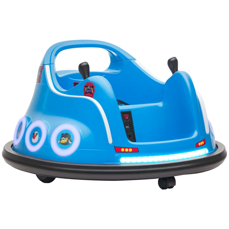 Angry Bird Licensed Waltzer Car, 12V Kids Bumper Car w/ Joysticks, Remote, Music LED Lights, Blue