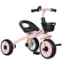 Kids Trike, Tricycle, with Adjustable Seat, Basket, Bell, for Ages 2-5 Years - Pink