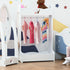 Kids Clothes Rail Wooden Hanging Rack with Storage Shelves Children Garment Freestanding Wardrobe for 3-8 Years Toddler, White