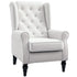Wingback Accent Chair, Retro Upholstered Button Tufted Occasional Chair for Living Room and Bedroom, Cream White
