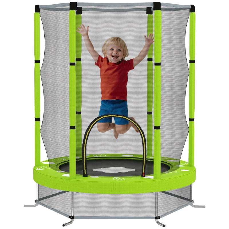 4.6ft Toddler Trampoline w/ Safety Enclosure Net, for Indoor Outdoor Use, Ages 3-6 Years, Green