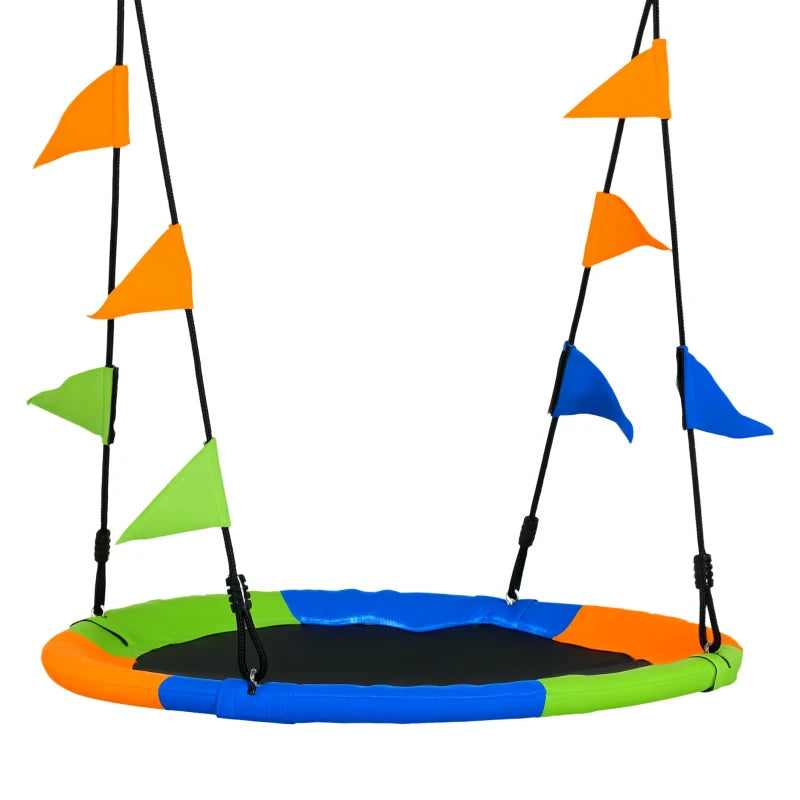 Kid Nest Swing Seat Saucer Tree Swing 40 Inch/100cm Adjustable Rope Outdoor Indoor for Kids Over 3 Years Old Multi-Colour