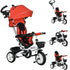 Metal Frame 6 in 1 Baby Push Tricycle with Parent Handle for 1-5 Years Old, Red
