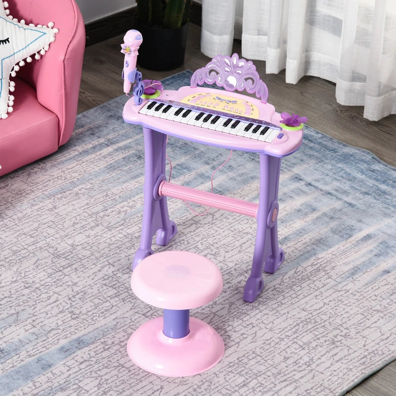 32 Keys Kids Mini Electronic Keyboard Musical Instrument Educational Game Toy Children Grand Piano Stool Microphone
