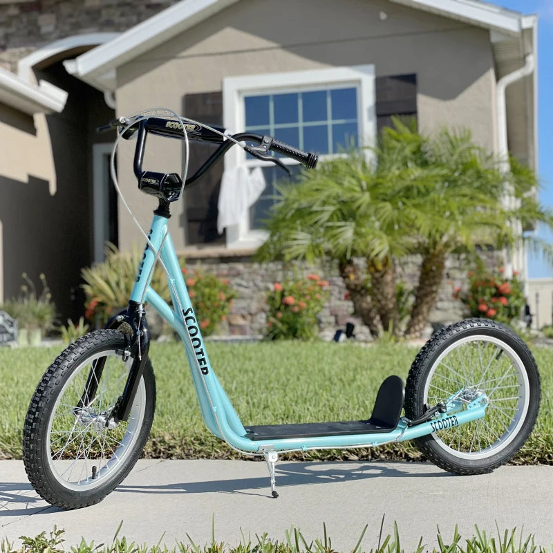 Kick Scooters for Kids with Adjustable Height, Anti-Slip Deck, Dual Brakes, Rubber Tyres, for Boys and Girls Aged 5+ Years Old - Blue
