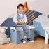 Kids Wooden Toy Box Children Storage Chest Organiser Side Handle Safety Hinge Play Room Furniture Blue