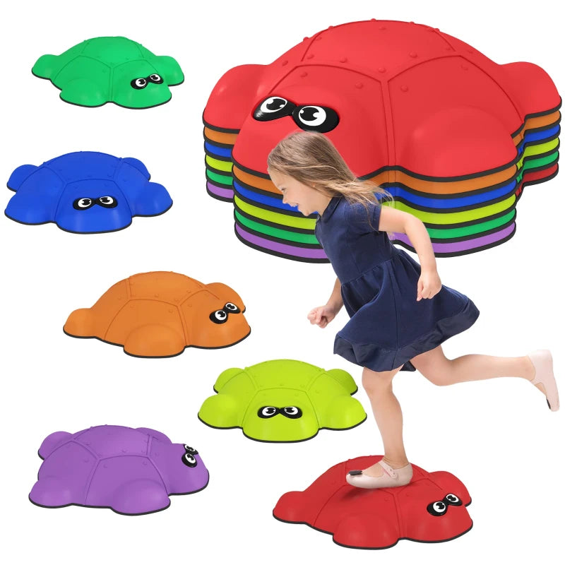 6-Piece Balance Stepping Stones with Non-Slip Edge, Indoor Outdoor Obstacle Courses for Ages 3-8 Years, Multicoloured